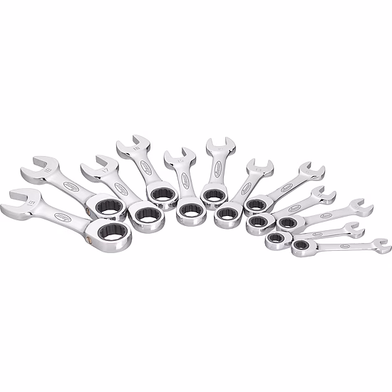 Ratcheting combination wrench set ∙ short