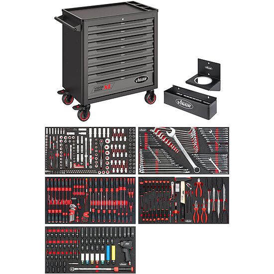 Werkstattwagen Series XL ∙ Kunststoff-Arbeitsplatte ∙ mit Sortiment