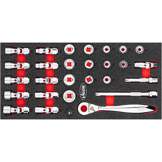 Clé à douille extra plate ∙ douille articulée