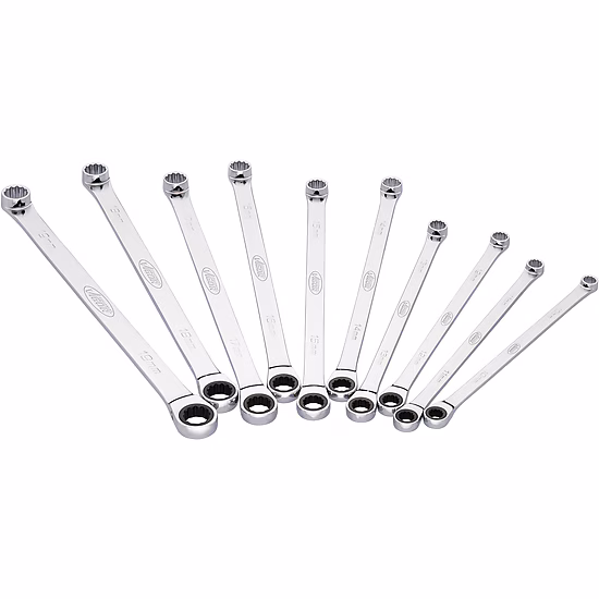 Ratcheting box-end wrench set ∙ extra long