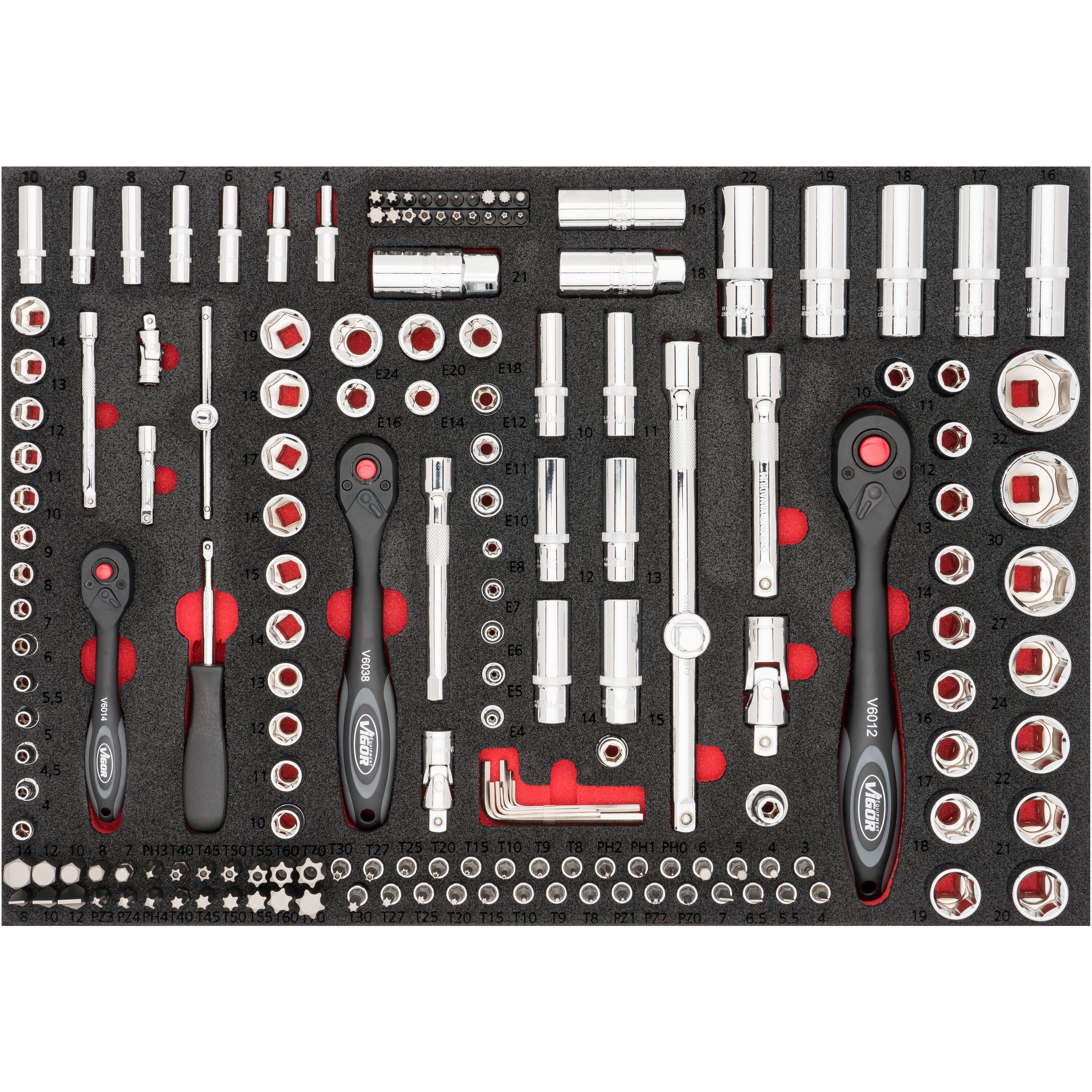 1/4'' + 1/2'' universal tool set – KS Tools: 130 parts