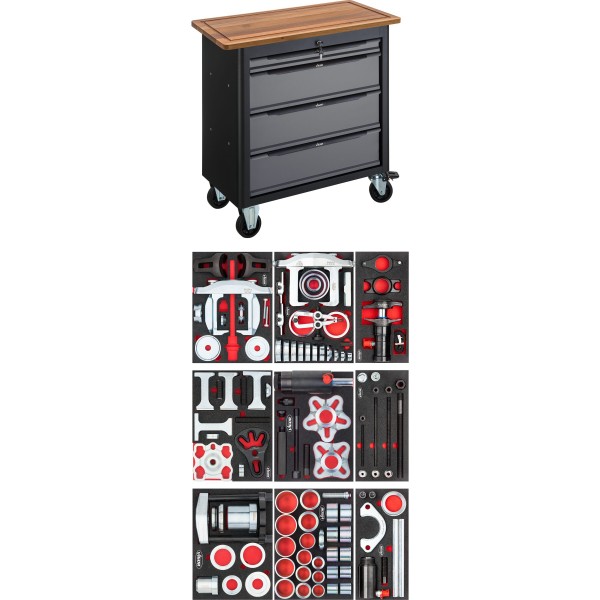 Mobile work bench Series XL with specialty tool assortment